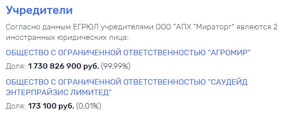 "Мираторг" защищает честь своих офшоров, от Путина?