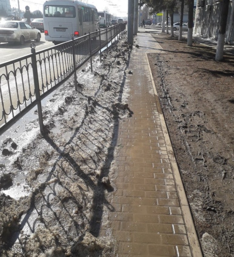 Ростовчане в соцсетях жалуются на неочищенные от снега тротуары