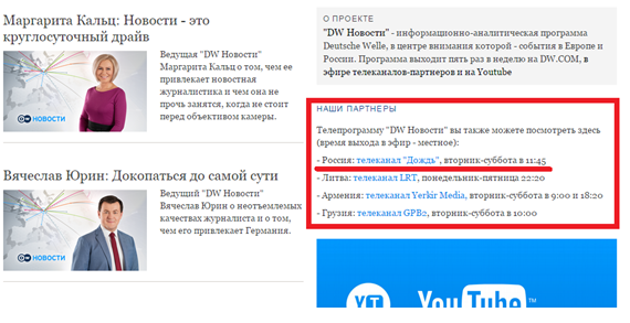 Телеканалы «Дождь» и РБК – инструменты немецкой пропаганды в России?