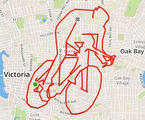 В Канаде велосипедист рисует картины с помощью GPS